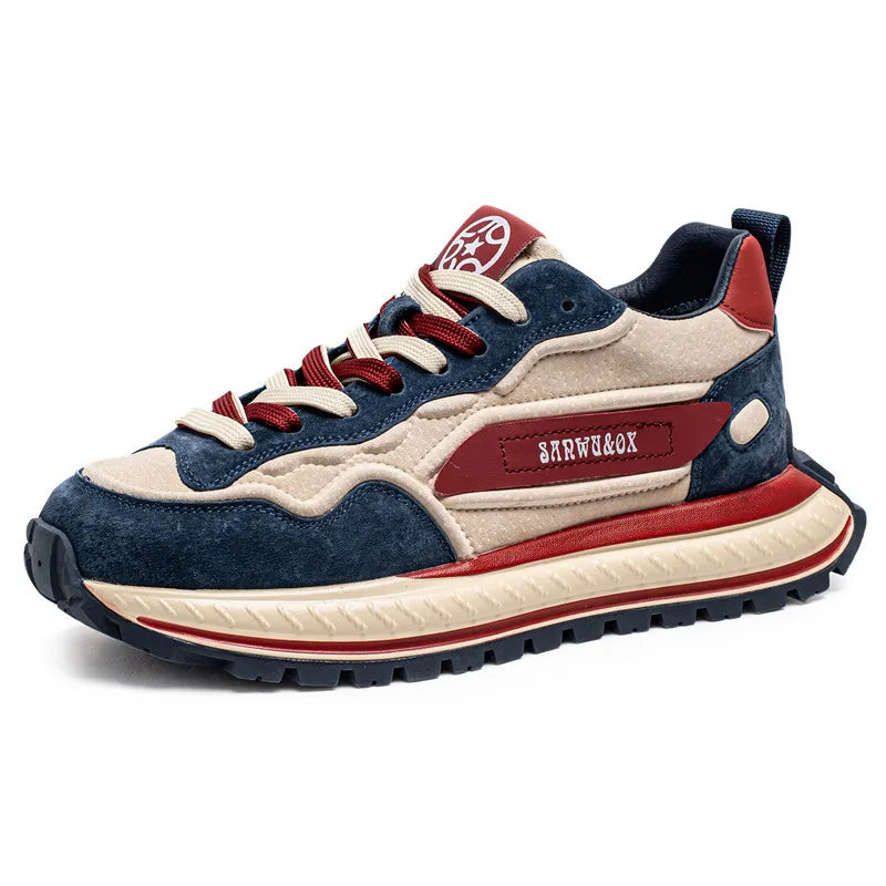 Color-Block Dad Shoes Men's Spring Autumn New Style Thick Bottom Sports Shoes Casual Running Shoes Low Cut Breathable Mesh - Kimlud