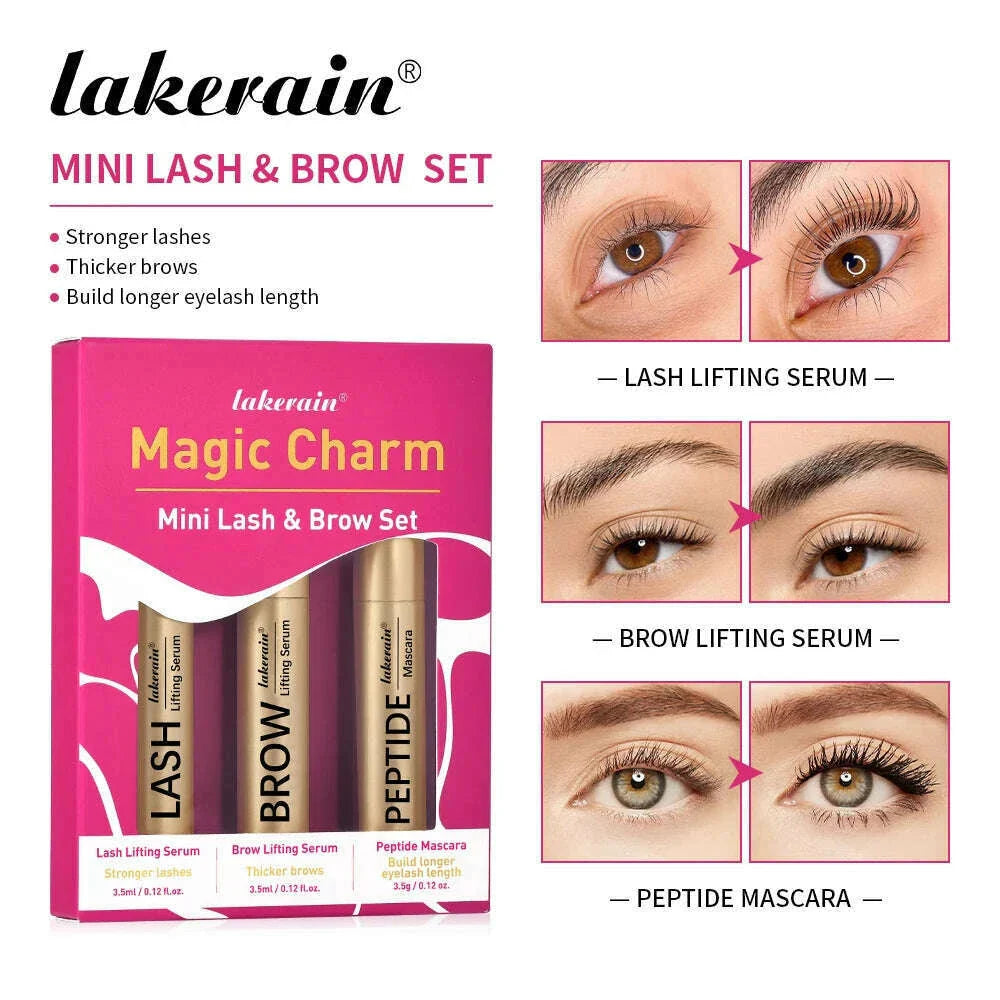 Lash&Brow Set Eyebrow Eyebrow Growth Serum Peptide Mascara Enhancer Eye Lash Fuller Thicker Nourish Lashes Longer Eye Makeup Kit
