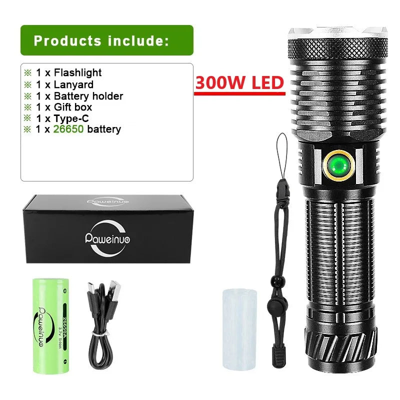 Newest 10000LM Ultra Powerful Rechargeable Flashlight 8000W Torch High Power LED Flashlights 3500M Long Range Tactical Lantern