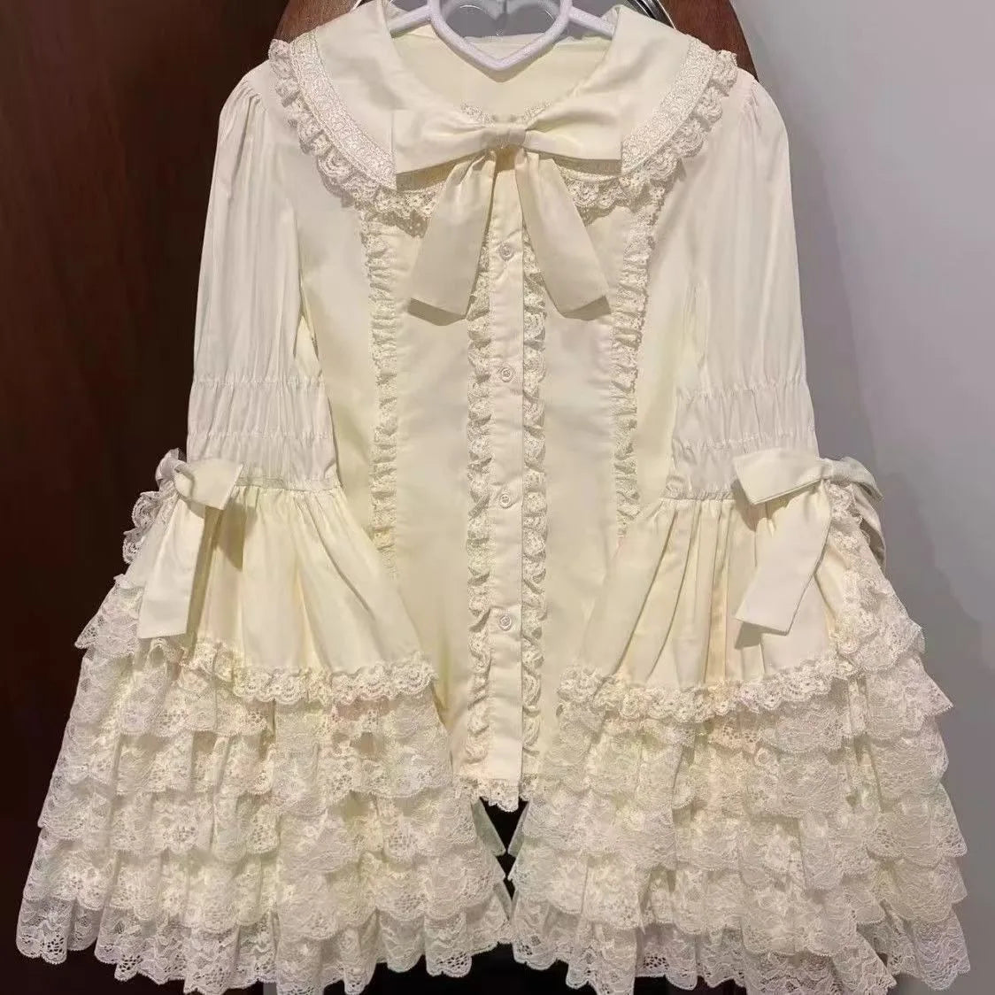 Lace Doll-Style Lolita Princess Sleeve Shirt, Long-Sleeved Versatile Top for Summer, Cute Lolita Inner Wear | Kimlud...