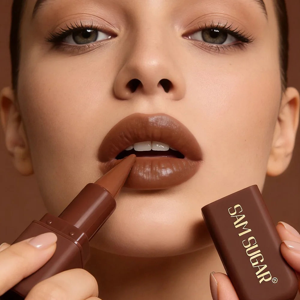 1PC Professional Lipstick Waterproof Lips Makeup Long Lasting Pigment Chocolate Brown Red Lipsticks Velvet Matte Tint...