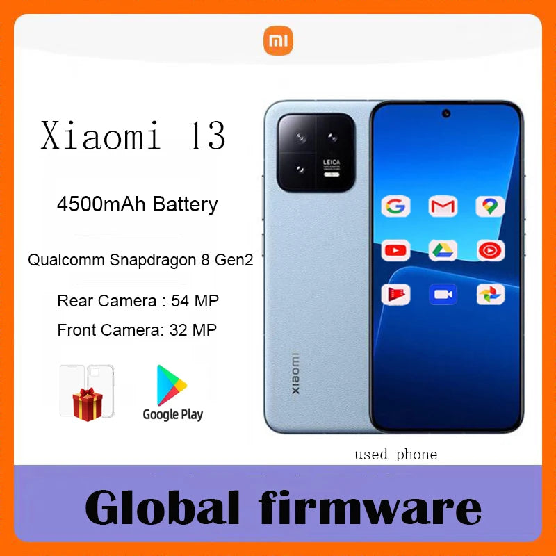 Global firmware Original Xiaomi 13 5G Smartphone 6.36 inches HyperOS 2.0 4500mAh IP68 2400x1080px used phone - Kimlud