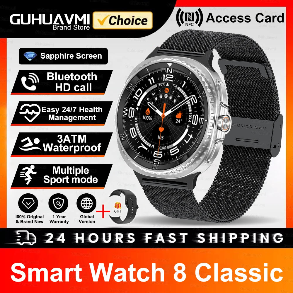 Watch 8 Ultra Classic Fashion Men GPS Map Compass NFC 3ATM Waterproof Smart Watch Rotating Dial HD Bluetooth Call Upgraded Watch