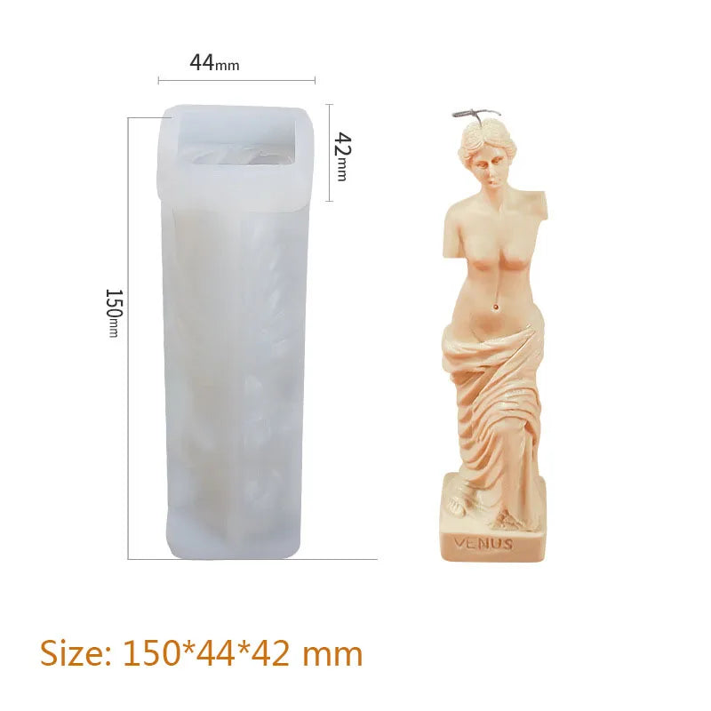 3D Roman Column Candle Mold Ancient Pillar Silicone Mold DIY Venus Portrait Scented Candle Body Plaster Silicone Mold Home Decor
