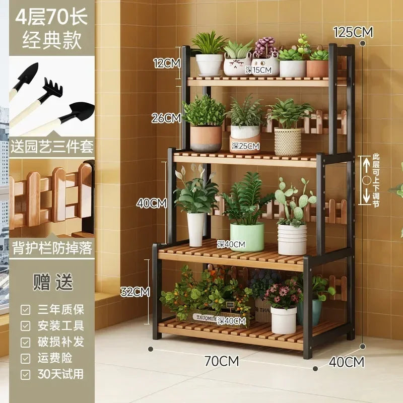 Black Outdoor Plant Shelf Rack Flowers Luxury Universal Square Plant Shelf Rack Tiered Bamboo Bitki Rafları Garden...