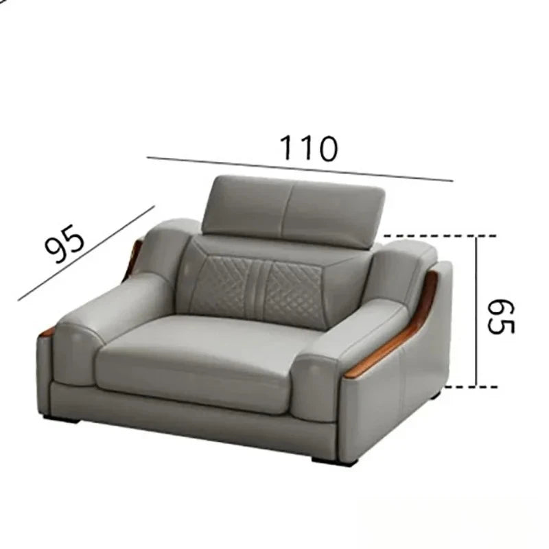 Stylish Italian Genuine Leather Sofa for Living Room with Cup Holder, USB, Adjustable Headrests & Bluetooth Speaker -...