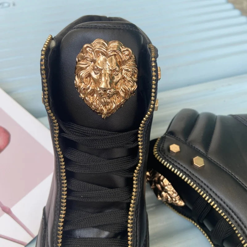 Zip decoration casual sneaker designer shoes for man luxury brand trainers running shoes high top sports casual ankle boots men - Kimlud