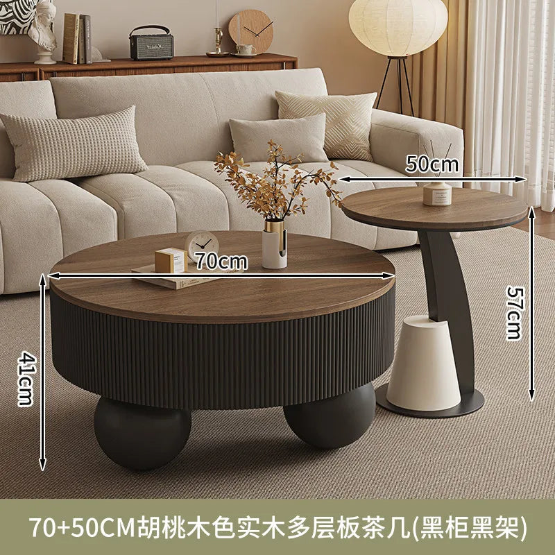 Round Designer Coffee Table Storage Nordic Aesthetic Minimalist Coffee Table Drawers Italian Simple Mesa Auxiliar Home...