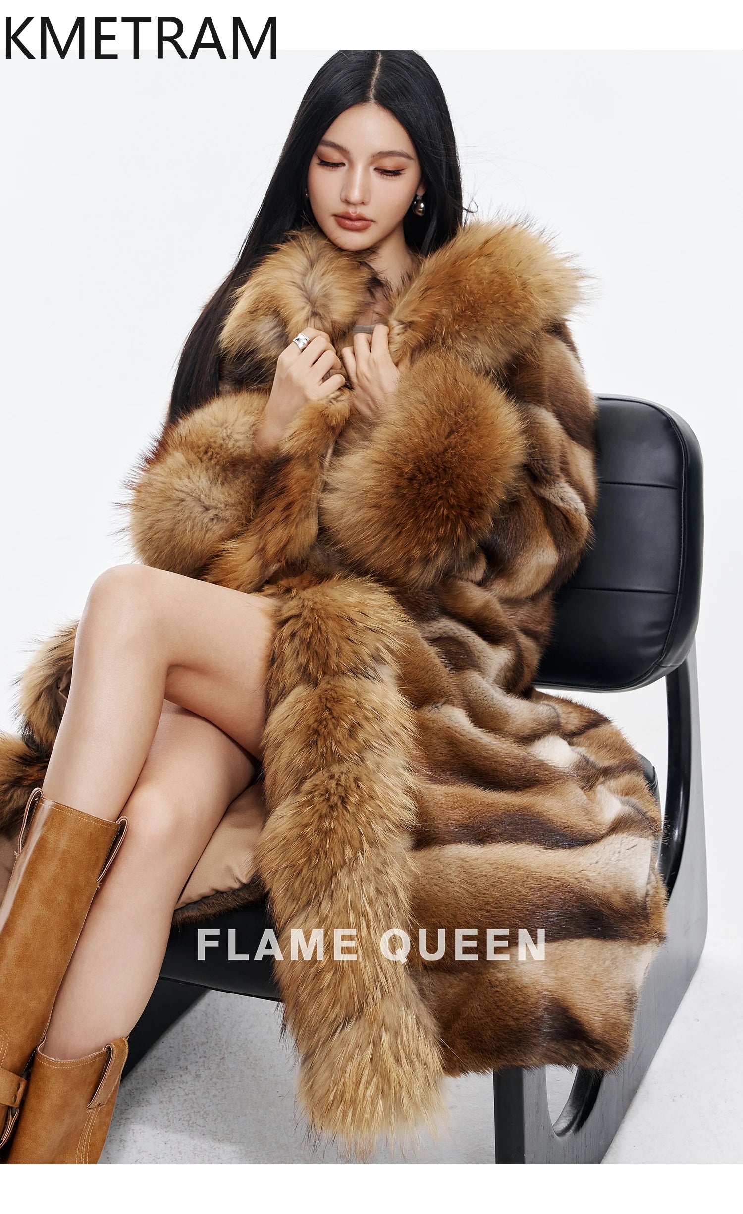 KMETRAM Natural Muskrat Fur Coat Woman Luxury Long Real Fur Jacket Raccoon Dog Fur Collar Winter Coats Women Clothing 2025 шуба