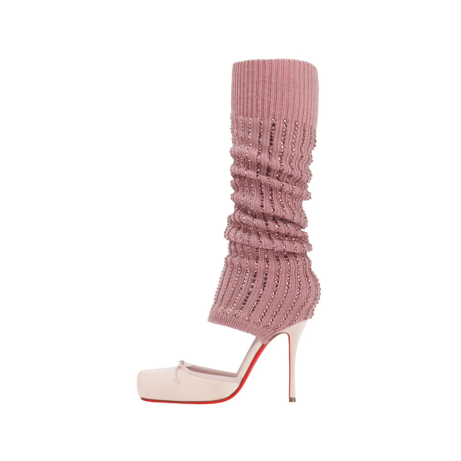European AndAmerican Trendy High-heeled Square Toe Ballet Shoes for Women,sexy Rhinestone Bow Bag and Long Tube Socks,cool Boots - Kimlud