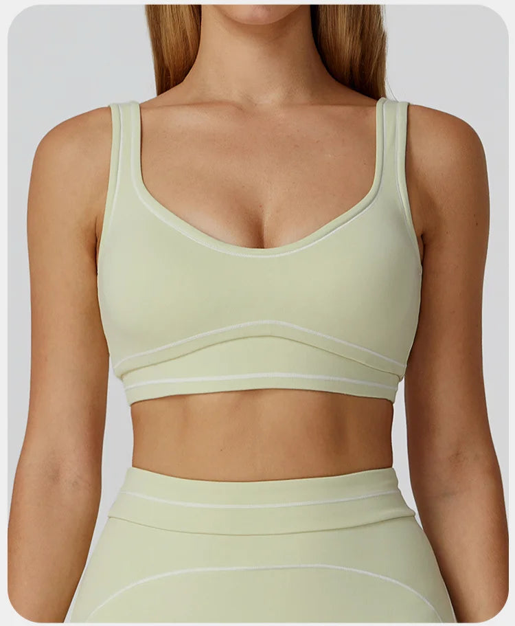 Breathable Yoga Bra Color Contrast Sports Bra Shockproof Gym Fitness Underwear High Strength Workout Top Female Sports...