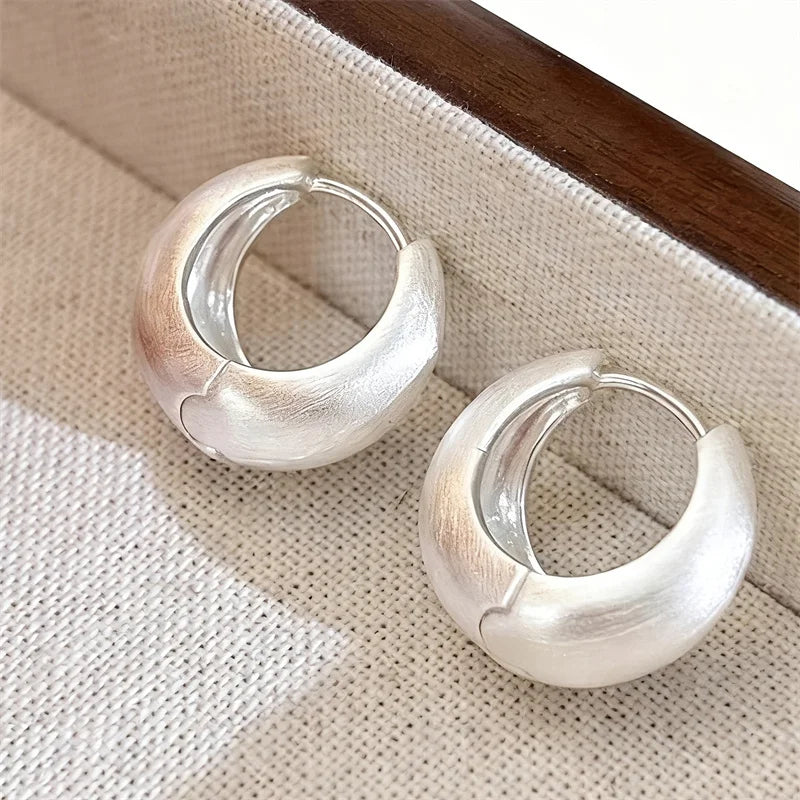 Vintage Gold Silver Color Round Hoop Earrings For Women Trendy Wire Drawing Design Earring Jewelry Party Accessories...