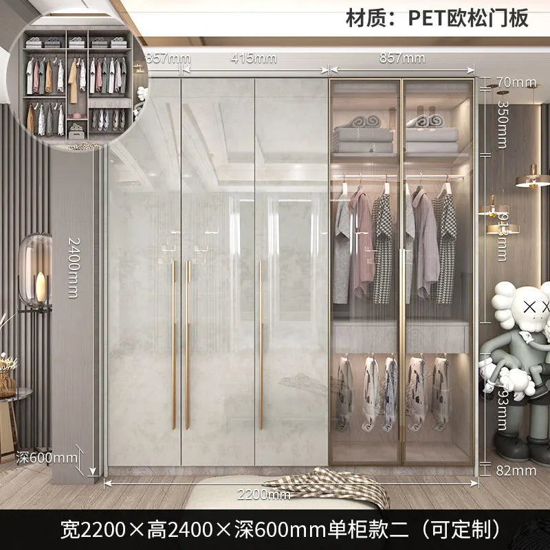 Support Storage Wardrobes Glass Door Shelves Organizers Luxury Wardrobe Bedroom Storage ClothesCupboard Armoires home Furniture - Kimlud