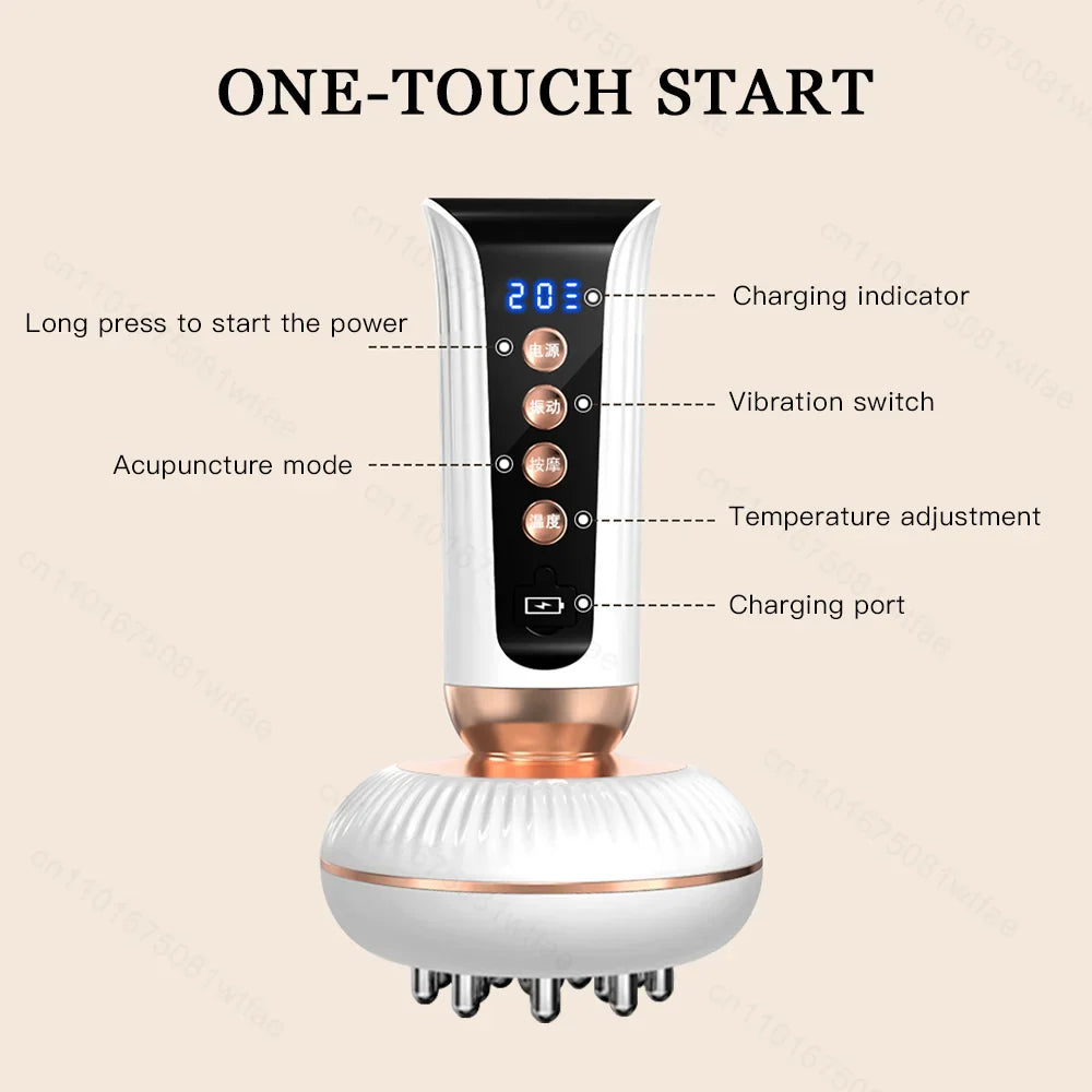 Ems Multifunctional Massage Brush Red Light Heating Waist Back Lymphatic Drainage Massager Meridian Brush Fat Rreducer Scraping