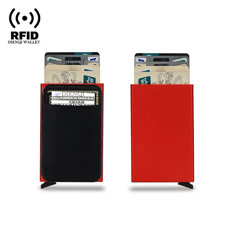 DIENQI Rfid Credit Card Holder Smart Minimalist Aluminium Metal Wallet Thin Pop-up Cardholder Wallets for Men Creditcard Case