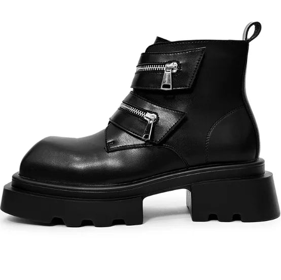 2026 High Quality Men Derby Boots Elegant Thick Sole Punk Rock Knight Boots Men's Leather Shoes Motorcycle Western Chelsea Boot