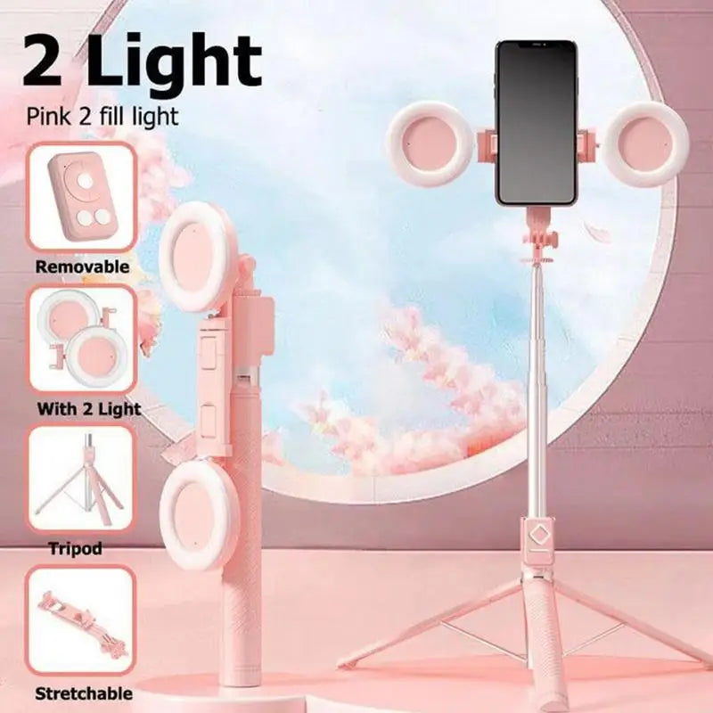 6 In 1 Selfie Stick Tripod Portable 67Inch Height Tripod Stick With Wireless Remote Cell Phone Holder Travel Phone