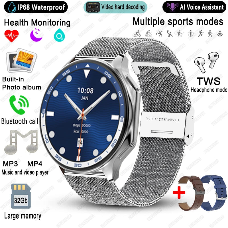 For OPPO Watch X High-End Business Watch Men 32Gb Memory Video Playback Smart Watch Sports Fitness Waterproof Bracelet 2025 New