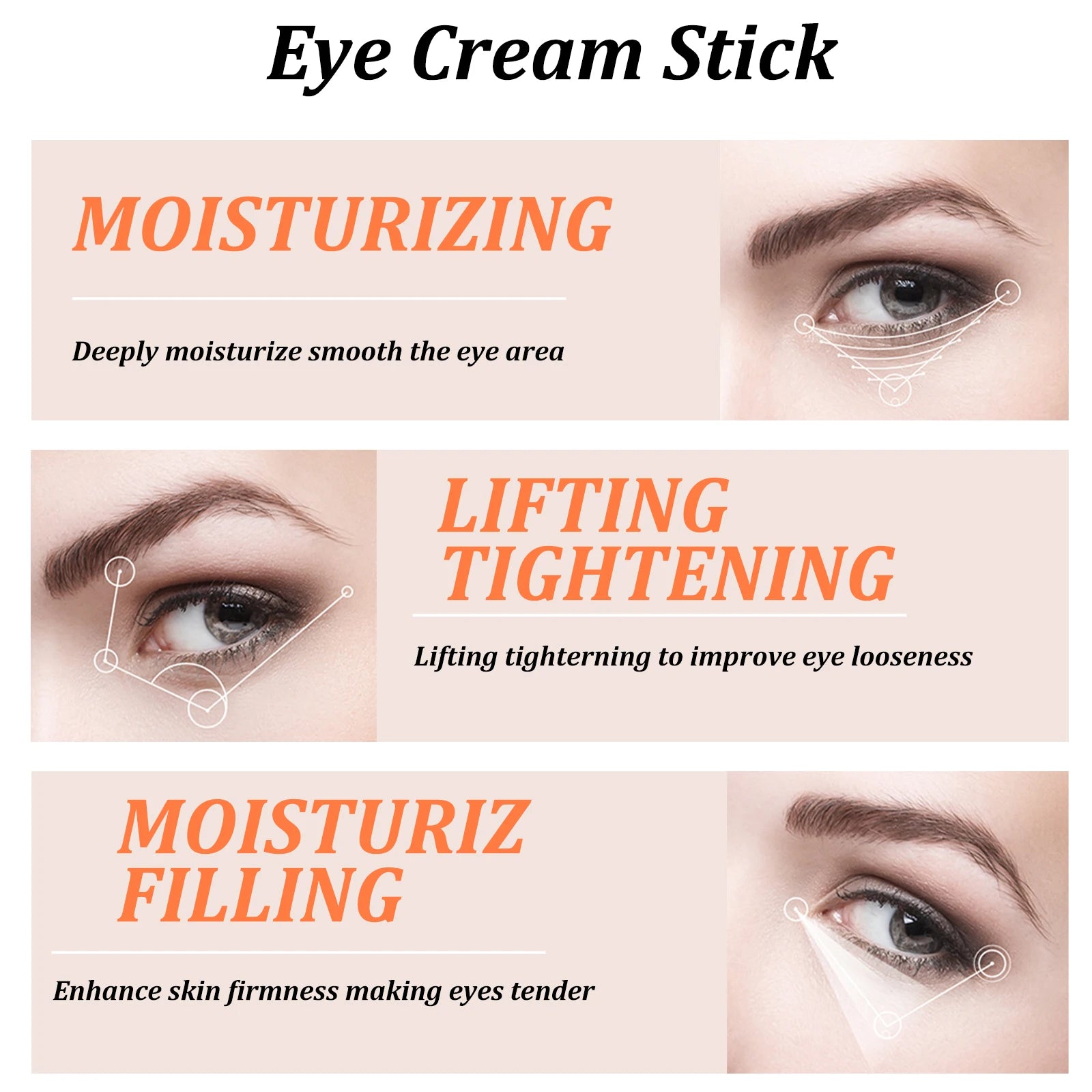 Snail Eye Cream Stick Collagen Fade Fine Lines Wrinkle Lightening Dark Circles Firming Eye Bags Puffiness Moisturizing...