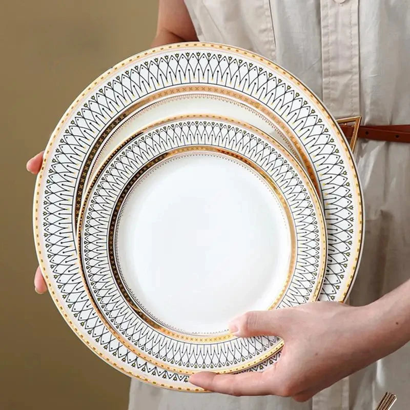 European style ceramic desserts, salad plates, restaurants, light luxury dishes, kitchen utensils - Kimlud