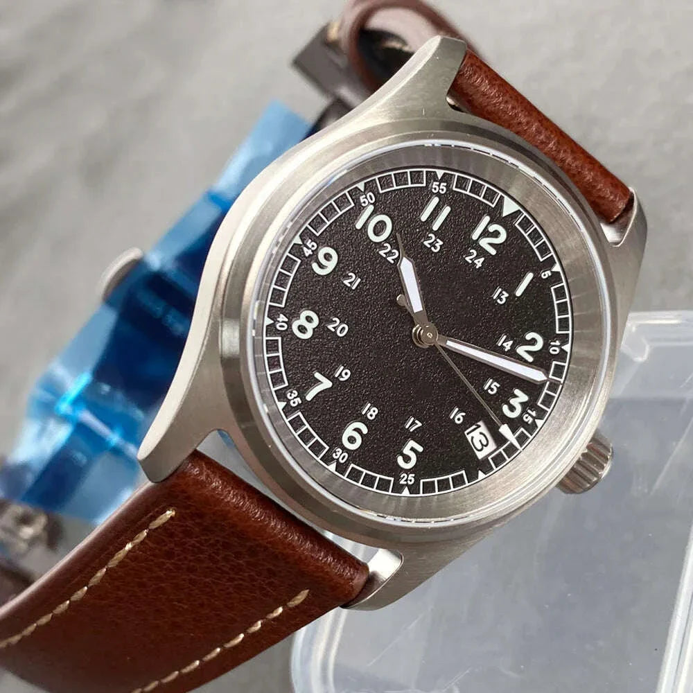 Tandorio 20ATM Waterproof Diver 36mm Field Watch Men NH35 Mechanical Movt Black White Dial Luminous Sapphire Glass 3.8 Auto Date