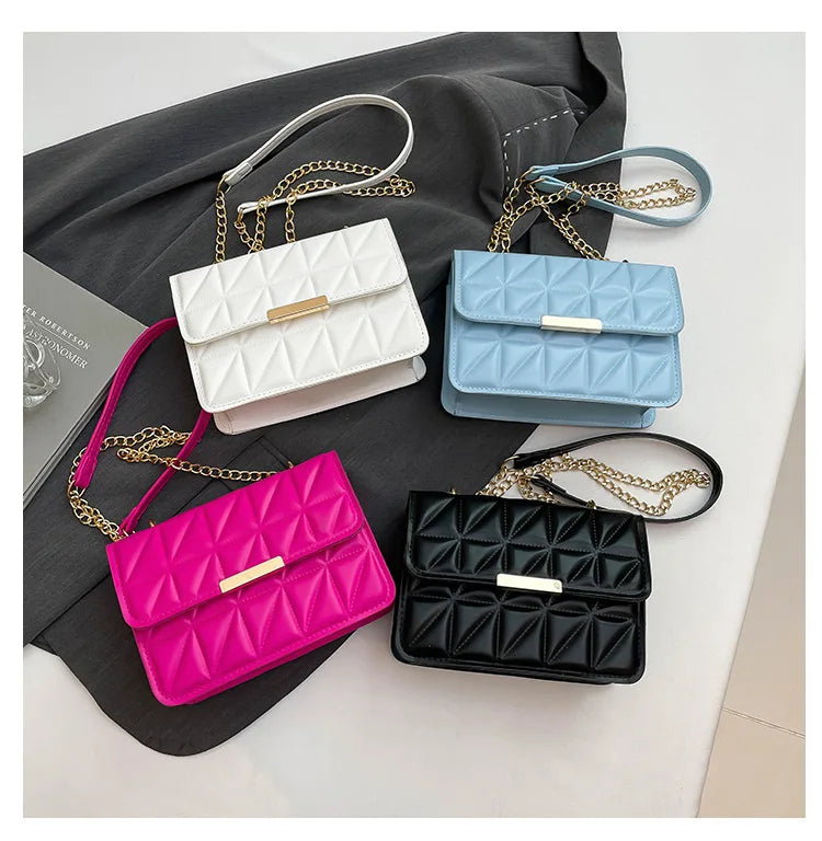 Elegant Korean Style Single Shoulder Chain Bag Simple Fashionable Streetwear Square Bag for Women Trendy Crossbody Bag - Kimlud