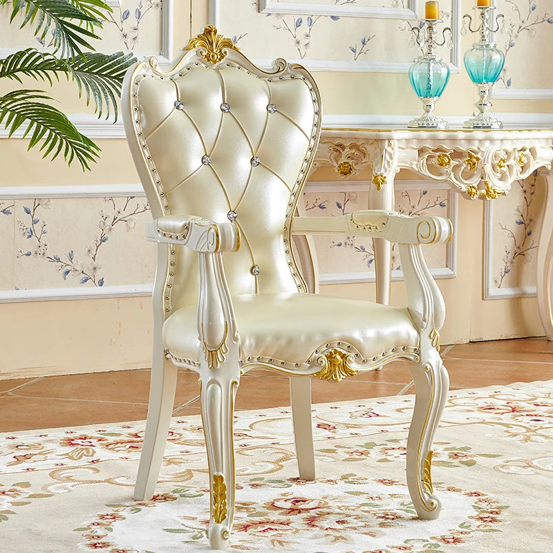 European Solid Wood Dining Chair Princess Lazy Throne Luxury Lounge Chair Fashion Butterfly Ergonomic Muebles Entrance Furniture - Kimlud