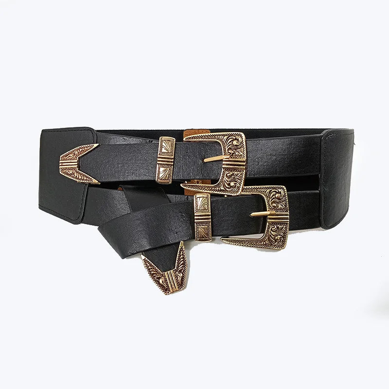 Female Waist Gothic Elastic Corset Belt Female Stretch Cummerbunds High Quality Luxury Designer Black Punk Wide Belts...
