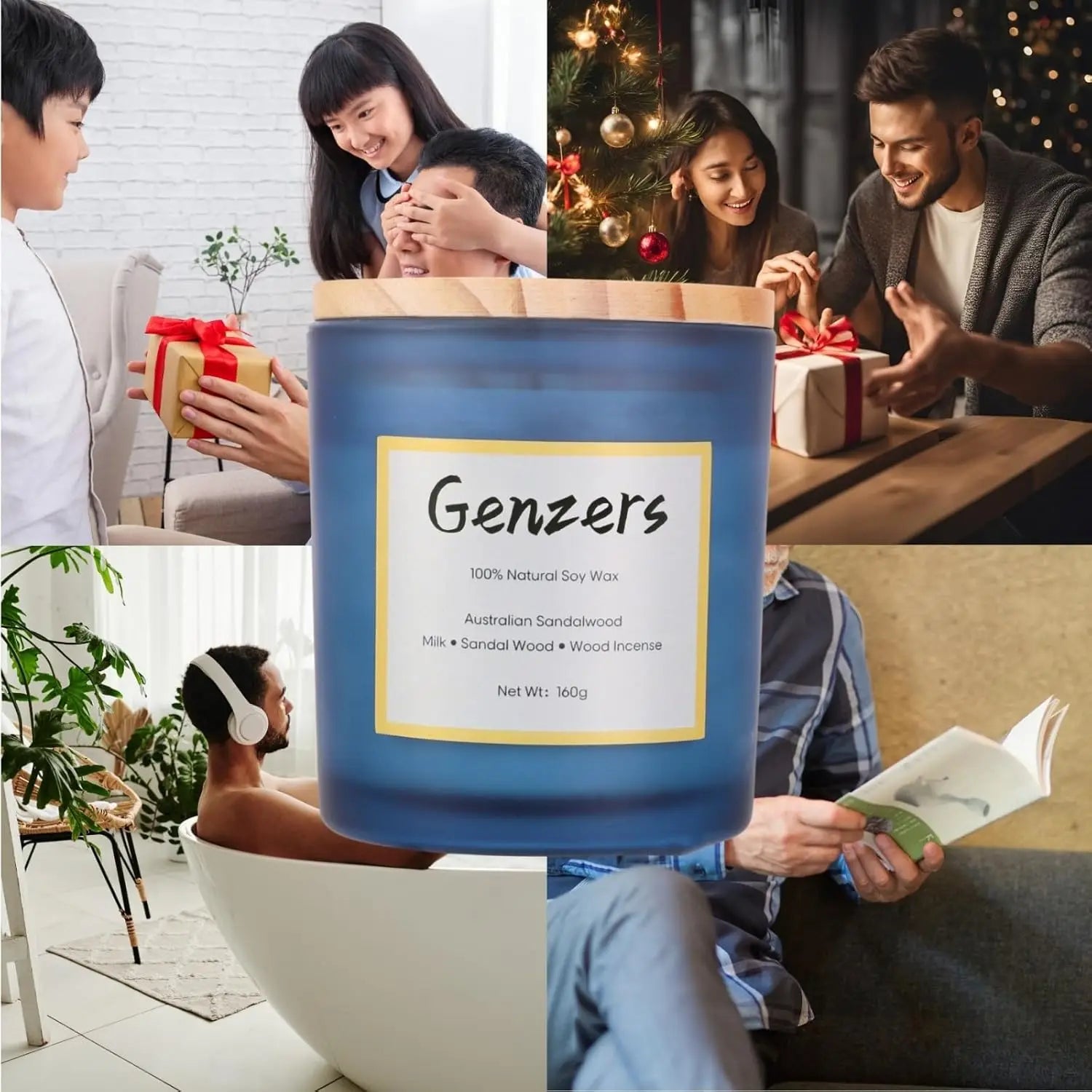 Australian Sandalwood Musk Scented Candle Gift,Birthday Gift for Men,Spring Aromatherapy Home Fragrance,36 Hours Clean Burning