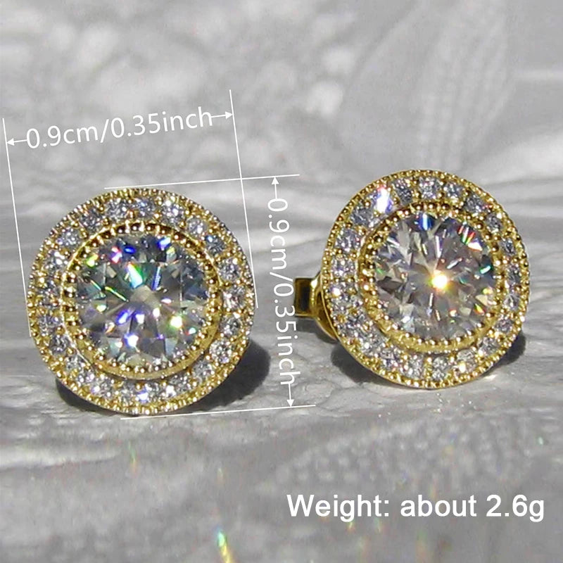 Huitan Dainty Small Round CZ Stud Earrings for Women Simple and Elegant Daily Wear Ear Piercing Accessories Statement...