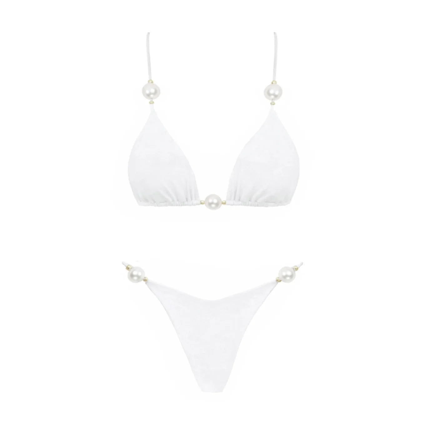 Pearl 3Pcs Bikini Set 2025 Bandeau Biquini Women Sexy Swimsuit Push Up Swimwear Female Mesh Skirt White Bathing Suit Beachwear - Kimlud