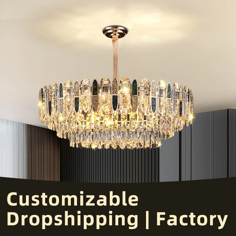 Ceiling for Dining Room Modern Led Crystal Chandelier Ceiling Hanging Lamp for Living Room Villa Loft Pendant Lighting - Kimlud