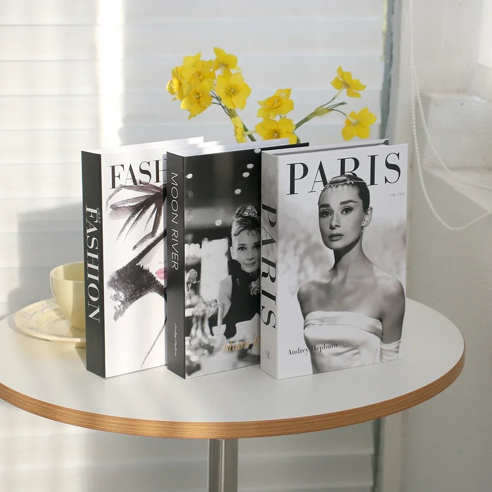 3Pcs Foldable Fashion Fake Books Living Room Decoration Designer Books Coffee Table Ornaments Club Hotel Room Villa Prop Books