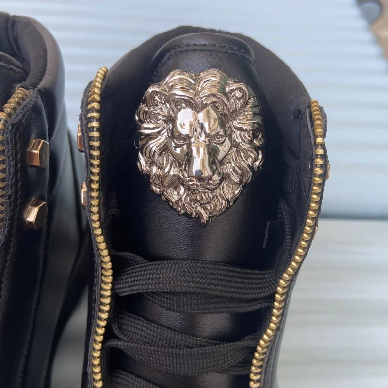 Zip decoration casual sneaker designer shoes for man luxury brand trainers running shoes high top sports casual ankle boots men - Kimlud