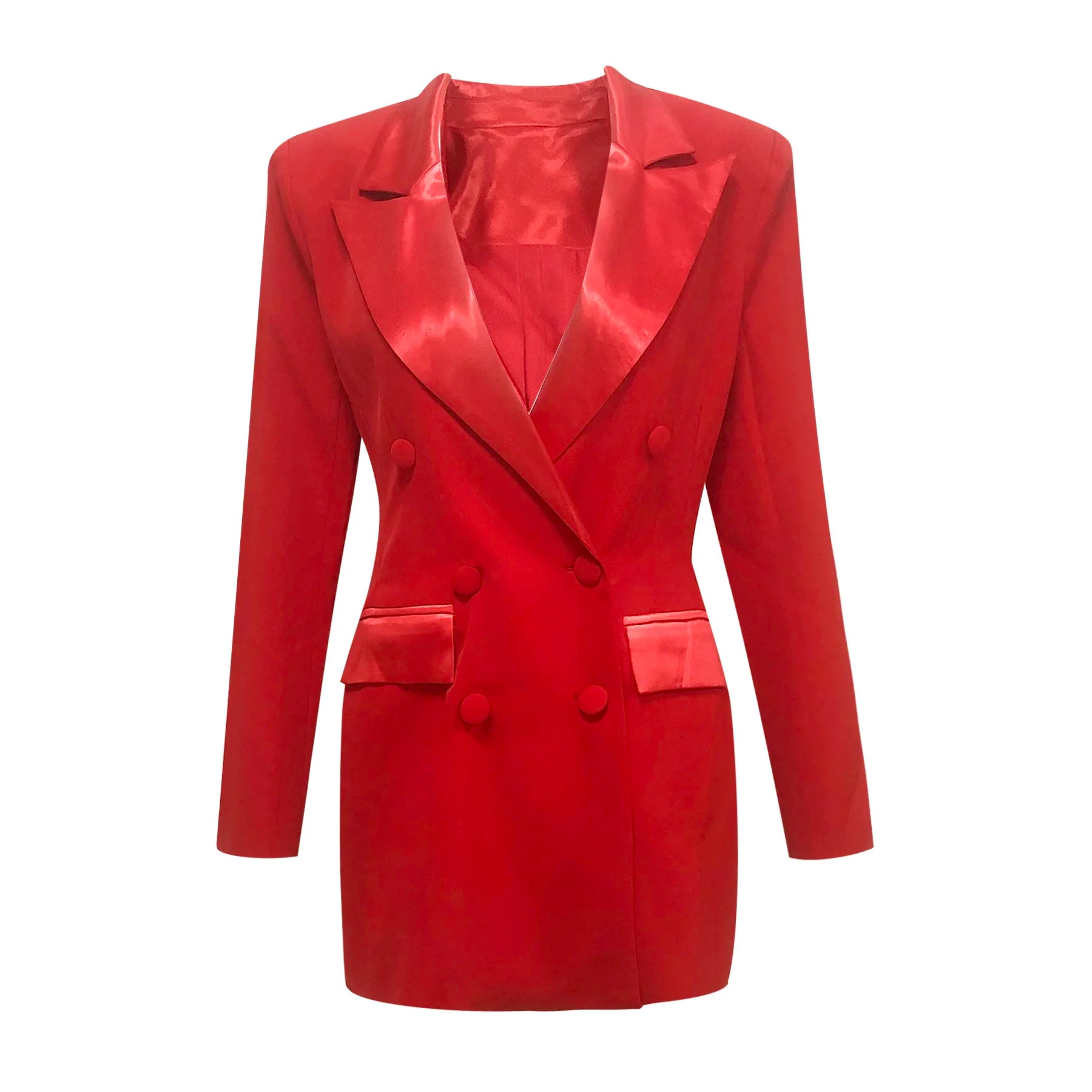 VC Fashion Sexy Red Blazer V Neck Long Sleeves Mini Dress for Formal Gala Gown