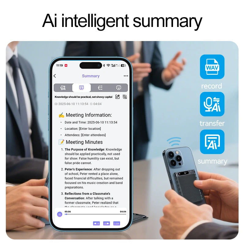 Smart AI Recording Device with WiFi Quick Charge Large Memory Noise Reduction Function Portable Voice Activated Dictaphone