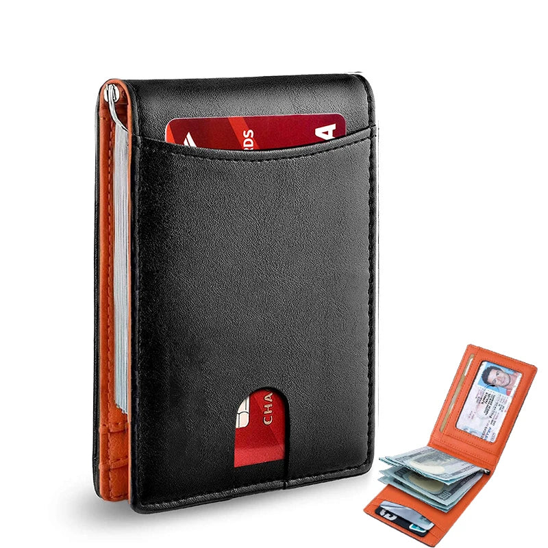 Rfid Leather Men Wallets Money Bag Slim Thin Card Holder Wallet Carbon Fiber Male Small Short Purse Black Billfold Walet Gifts