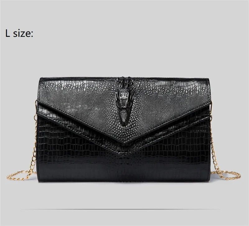 Alligator Pattern Women Cow Leather Clutch Bag Patchwork Crocodile Ladies Cowhide Shoulder or Crossbody Bags | Kimlud...