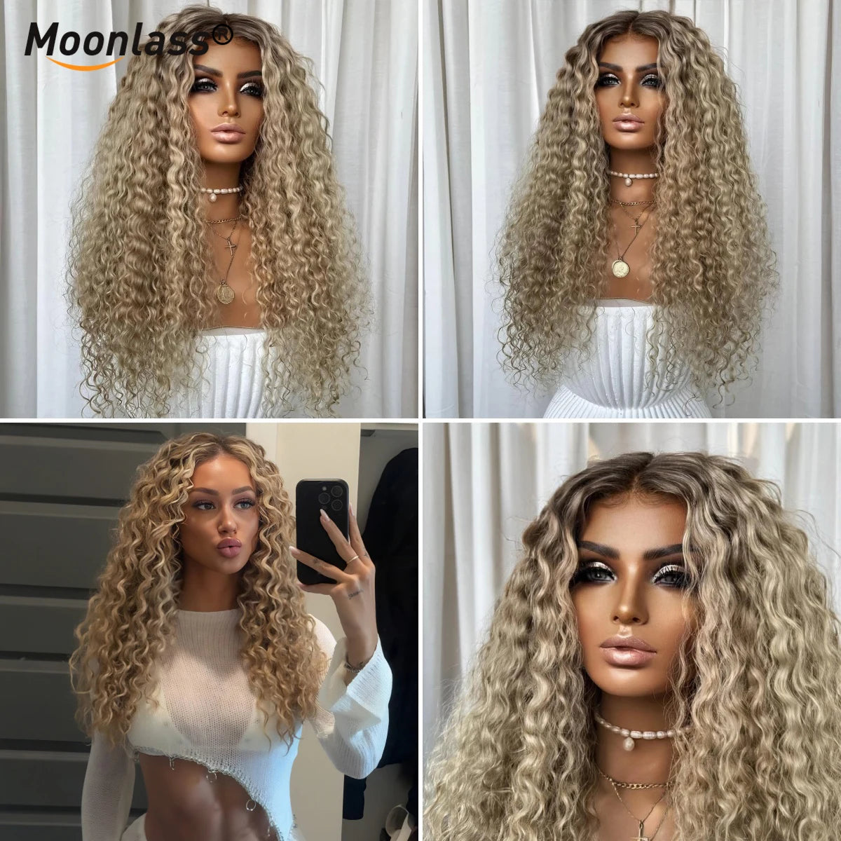 Moonlass 260 Density Pearlescent Twilight 100% Virgin Hair Wig Kinky Curly 5x5 Glueless Wig Effortless Morning Routine...