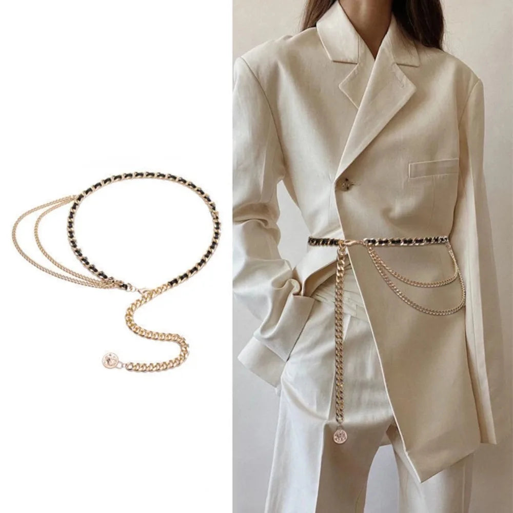 Fashion Metal Waist Chain Chain Strap Rope Adjustable Waist Belt Dress Shirt Decoration Waistband Women Waistband