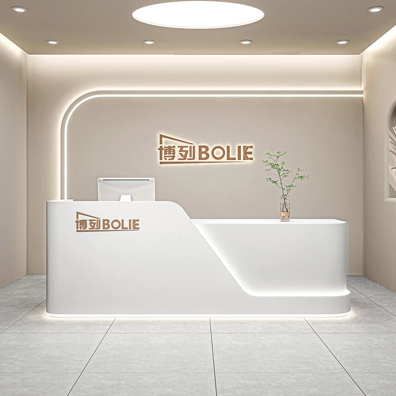 Organizers Minimalist Reception Desks Led Lights Curved Modern Reception Desks Beauty Salon Comptoire Accueil Trendy Furniture - Kimlud
