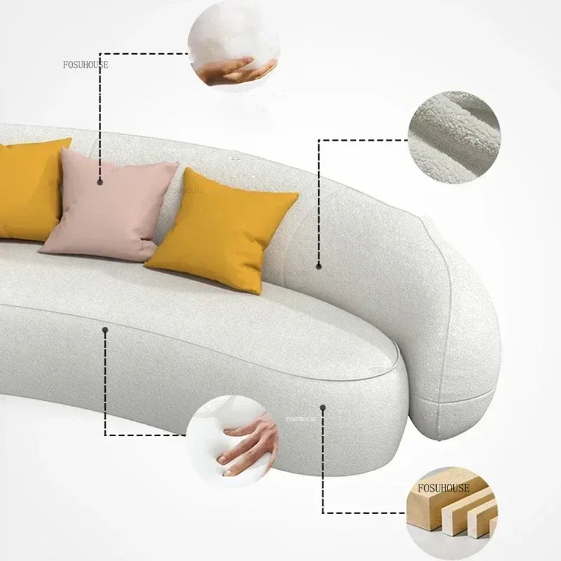 Curved Living Room Sofas Designer Beauty Salon Sofa Clothing Store Rest Area Reception Sofa Cream Style Living Room...