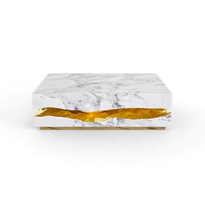 Italian luxury coffee table,marble top and waterproof surface with metal base, suitable for villa house living room decoration - Kimlud