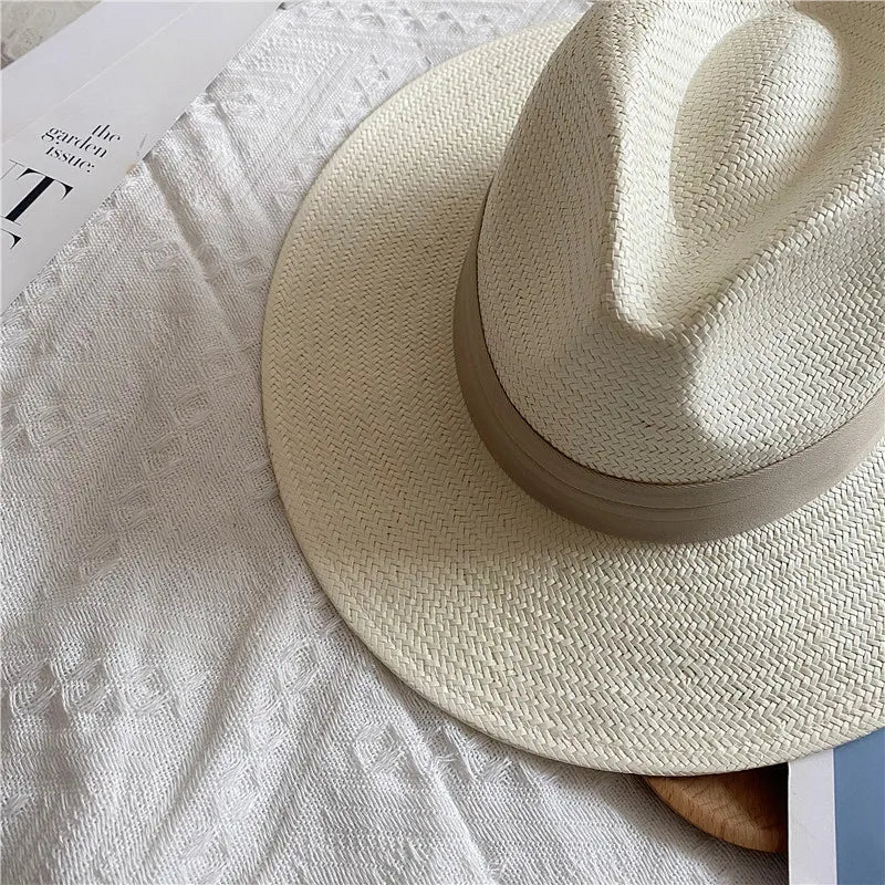 Men's Panama Hat Simple Unisex Five-point Straw Summer Travel Holiday Sun Hat Retro Hat gorras para hombres