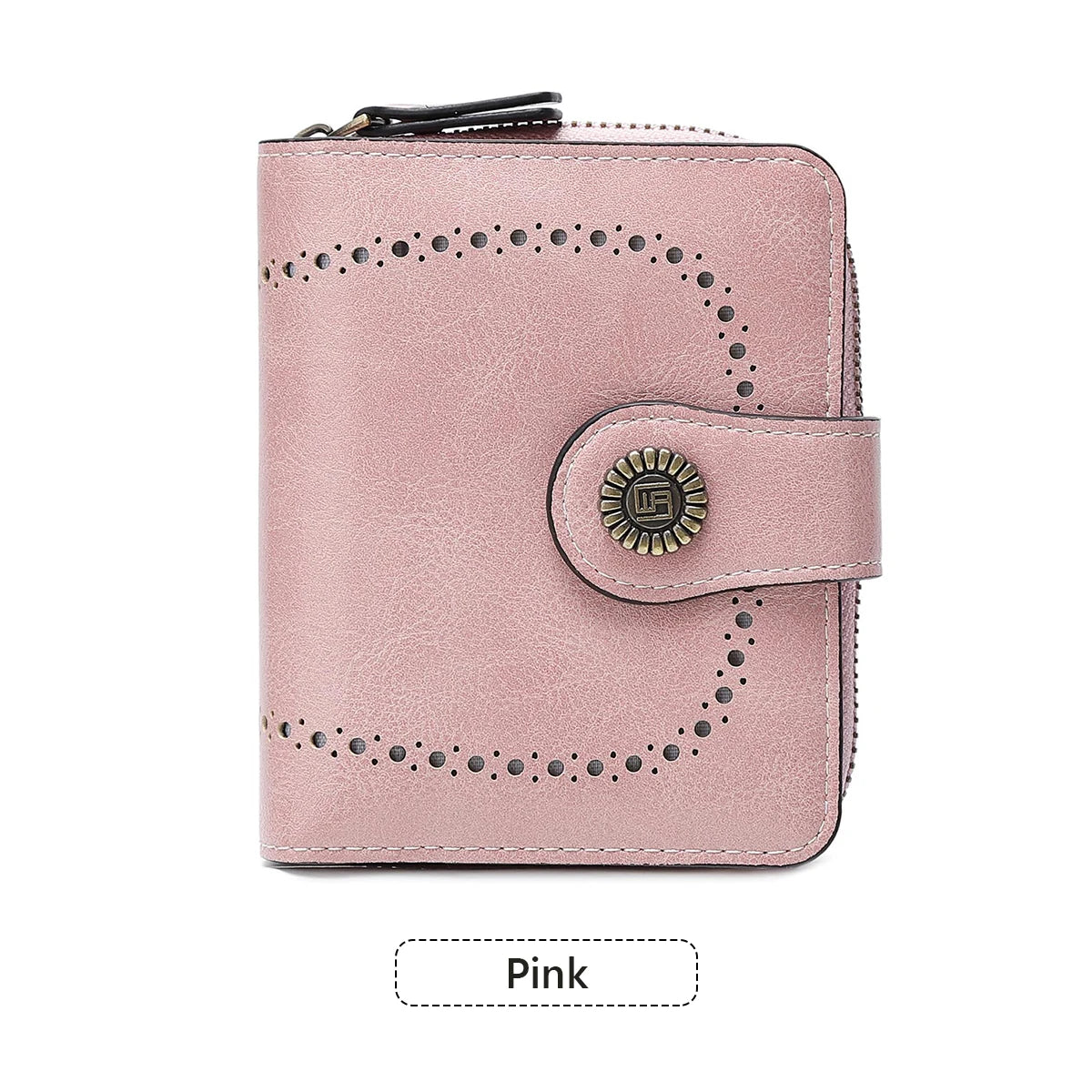 Retro Hollow-Out Short Purse for Women, Multi-Card Zipper Wallet, Europe and America Fashion, New