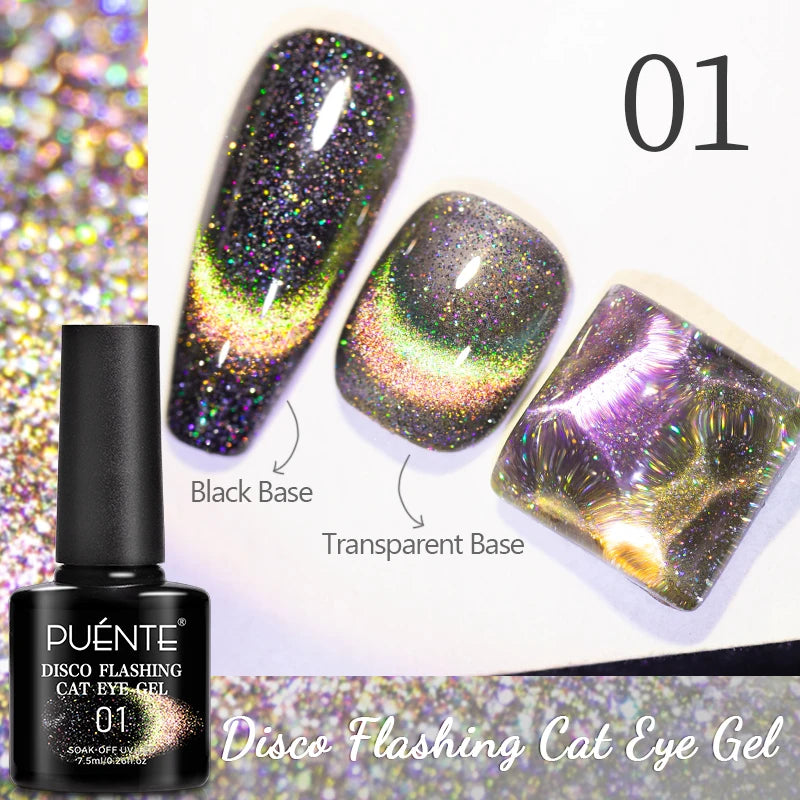 7.5ML Sparkling Reflective Glitter Gel Nail Polish Pink Purple Red Blue Colors Dark Flashing Nail Gel Soak Off UV Nail Varnish