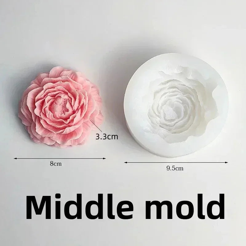 Peony Rose Bud Bouquet Candle Silicone Mold Peony Flower Clusters Candle Mould Christmas Gift Flower Bundle Resin Gypsum Molds