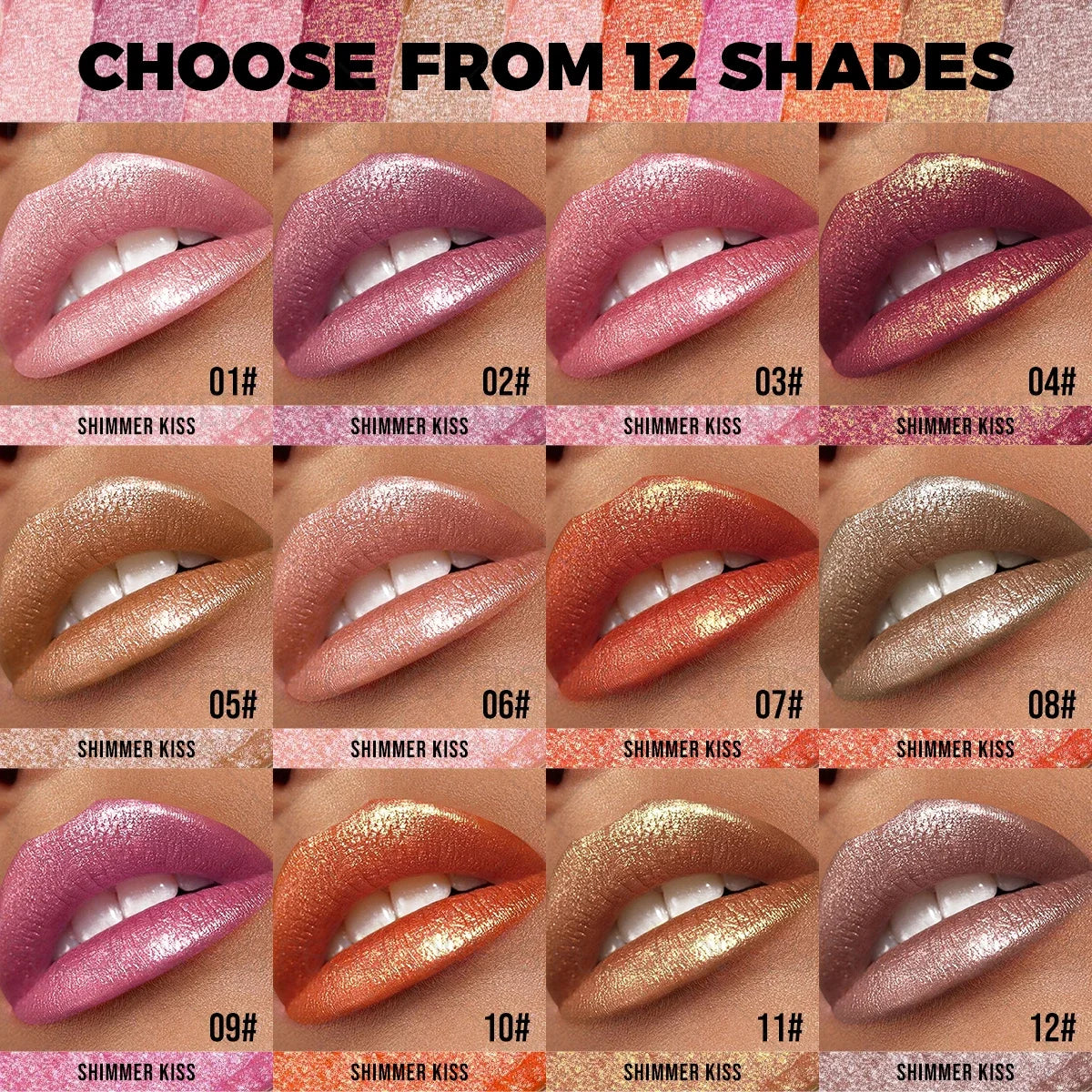 1PC Glitter Pearl, Various Shades, Cream Texture, Non-stick Cup, Sparkling Lipstick, Suitable for Christmas, Halloween Makeup - Kimlud