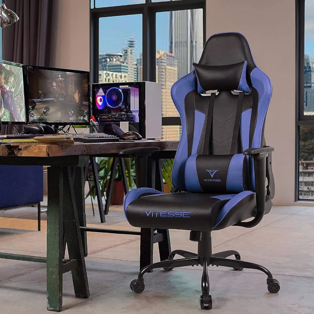 Ergonomic Teen Racing Style Gaming Chair with High Back Support, Massage Cushion, and Lumbar Support for Comfortable Computer De