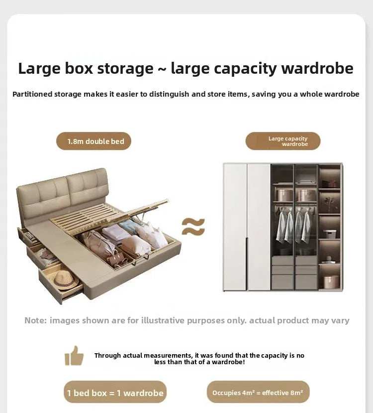 Soft package master bedroom, high-end and atmospheric storage with storage drawers, modern, simple and convenient double bed